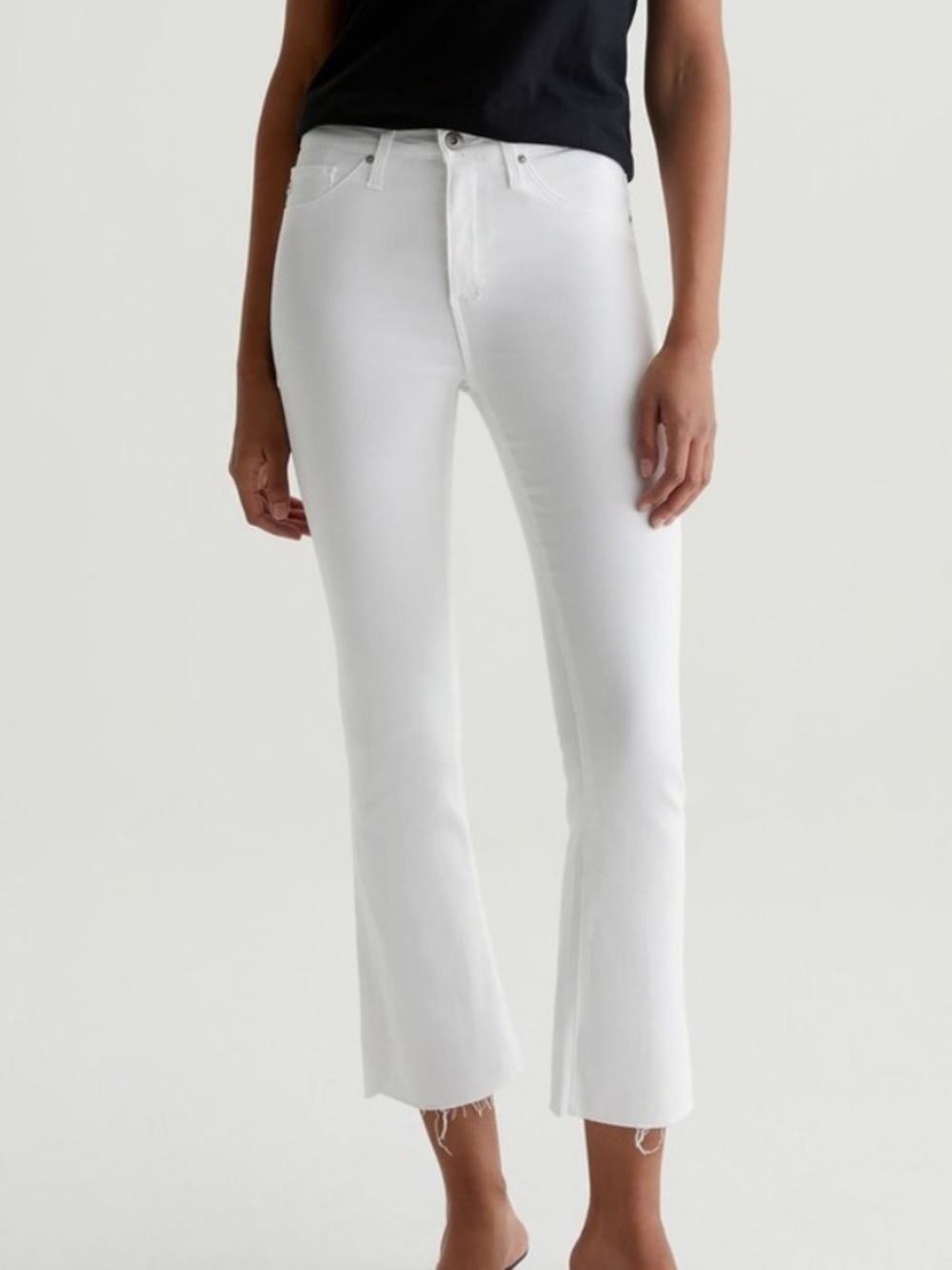 Ag Adriano Goldschmied White Crop Flare Jeans